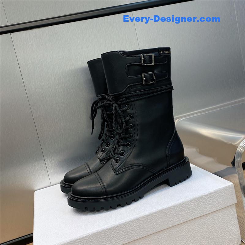 D10r belt buckle low heel round toe lace up knight boots