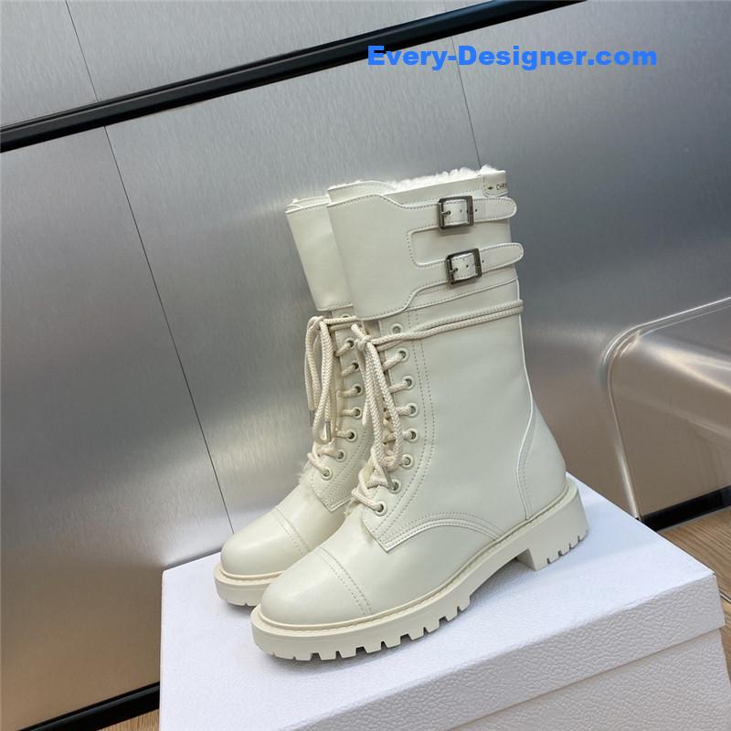 D10r belt buckle low heel round toe lace up knight boots