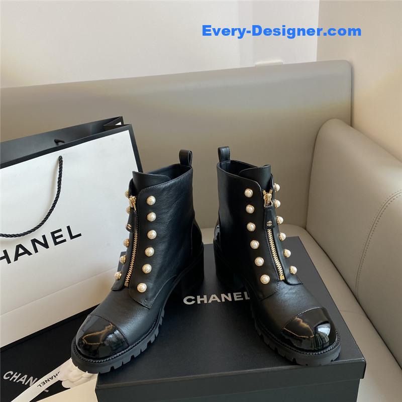 CC new double c pearl cowhide short boots