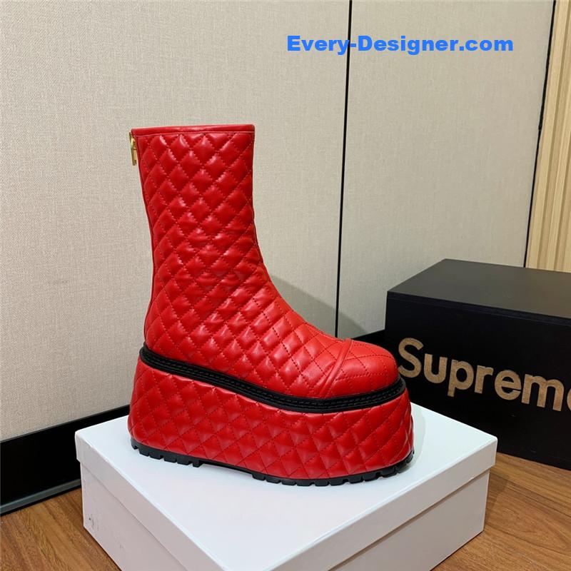 Balmain electro-embroidered leather platform boots