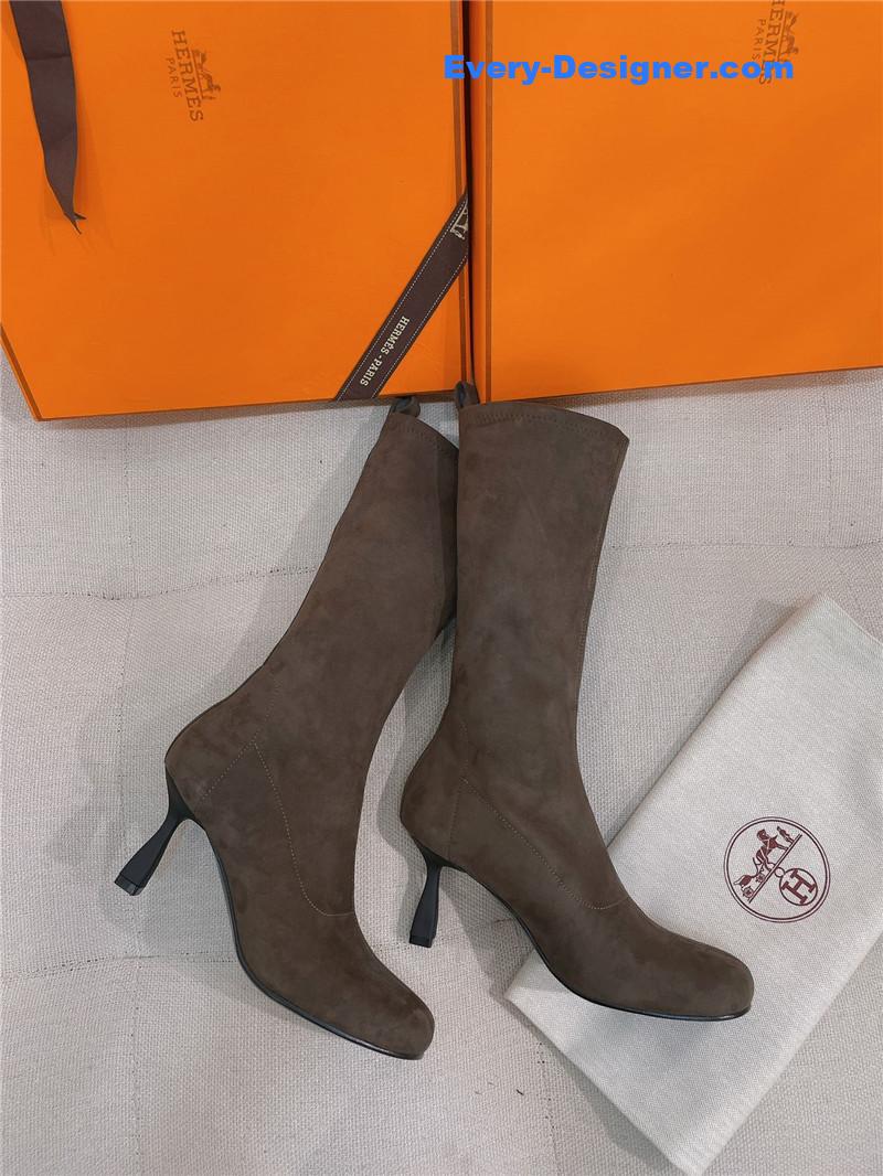 H**me5 stretch sheepskin high-heeled boots
