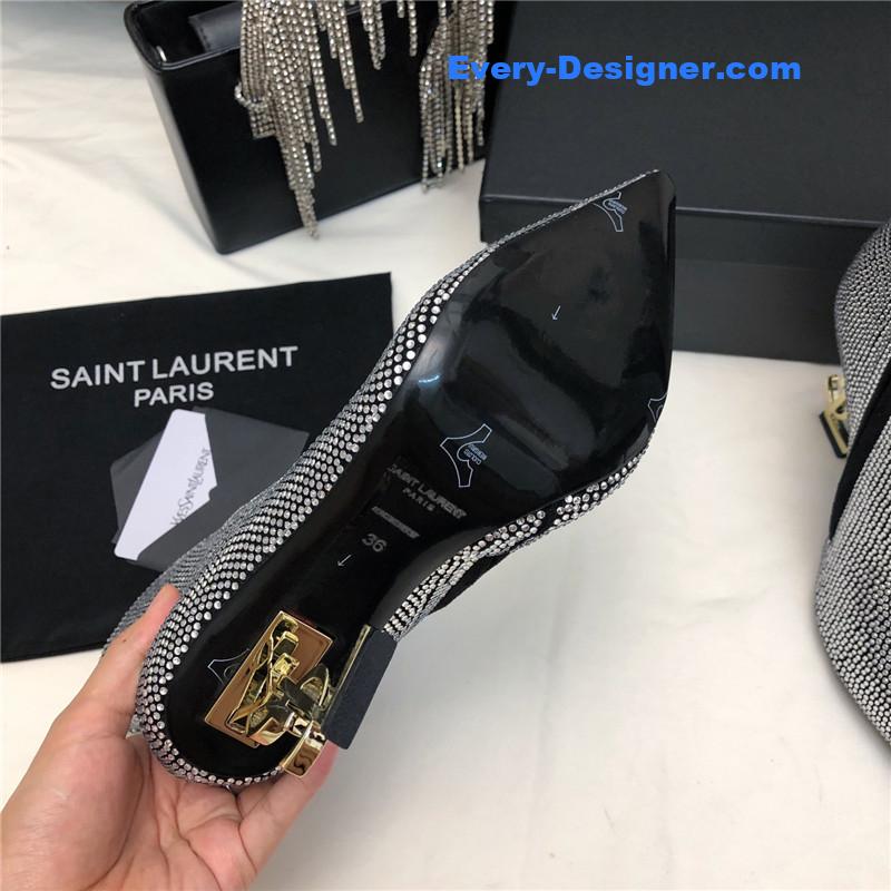y51 letter metal heel full D1am0nd zipper ankle boots