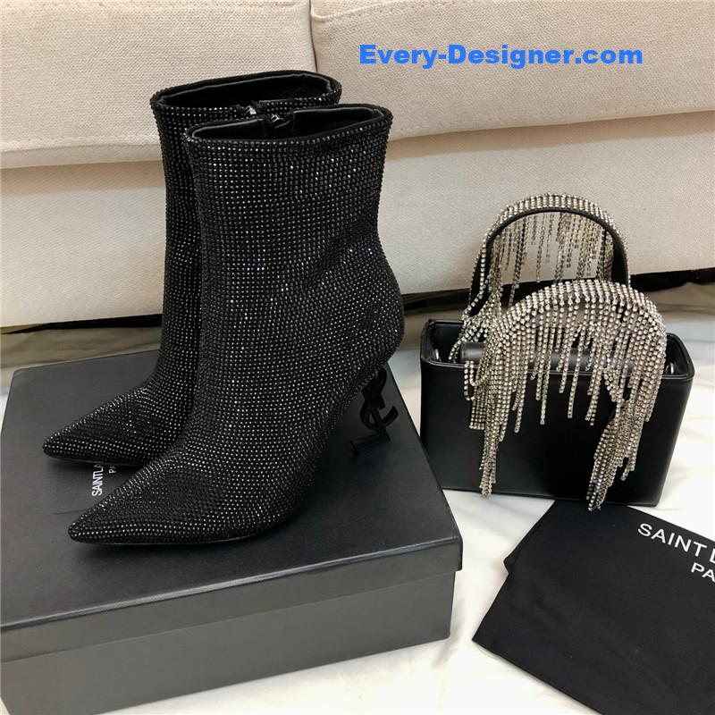 Sa1nt Lau*nt opyum crystal-embellished ankle boots