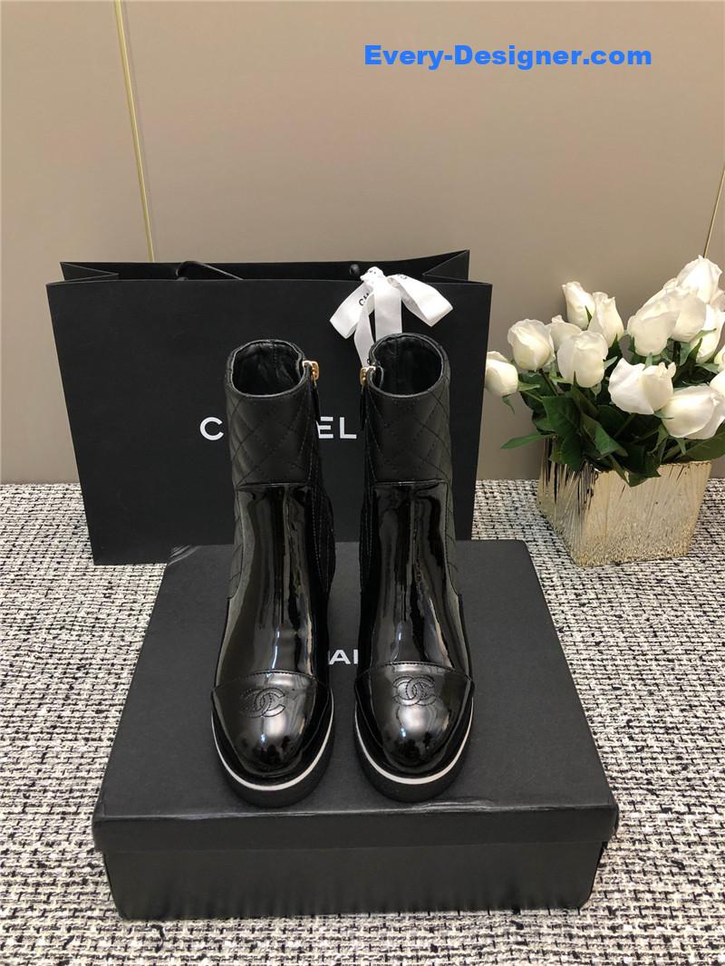 CC Xiaoxiang round toe thick heel short boots