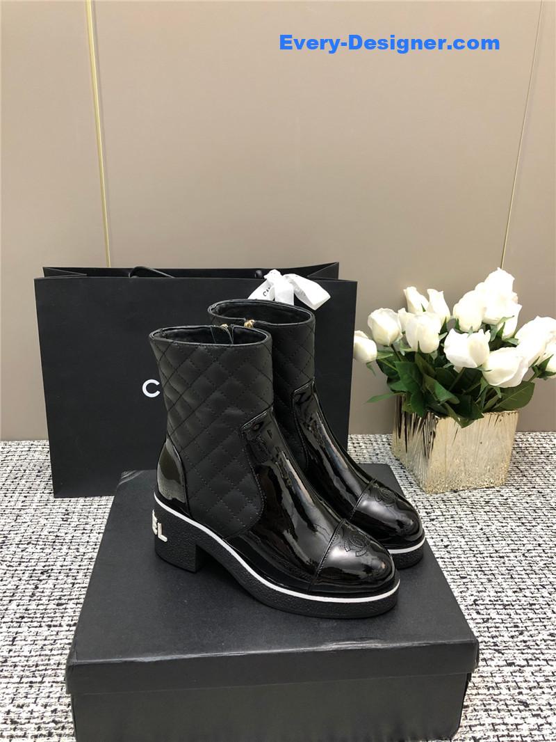 CC Xiaoxiang round toe thick heel short boots