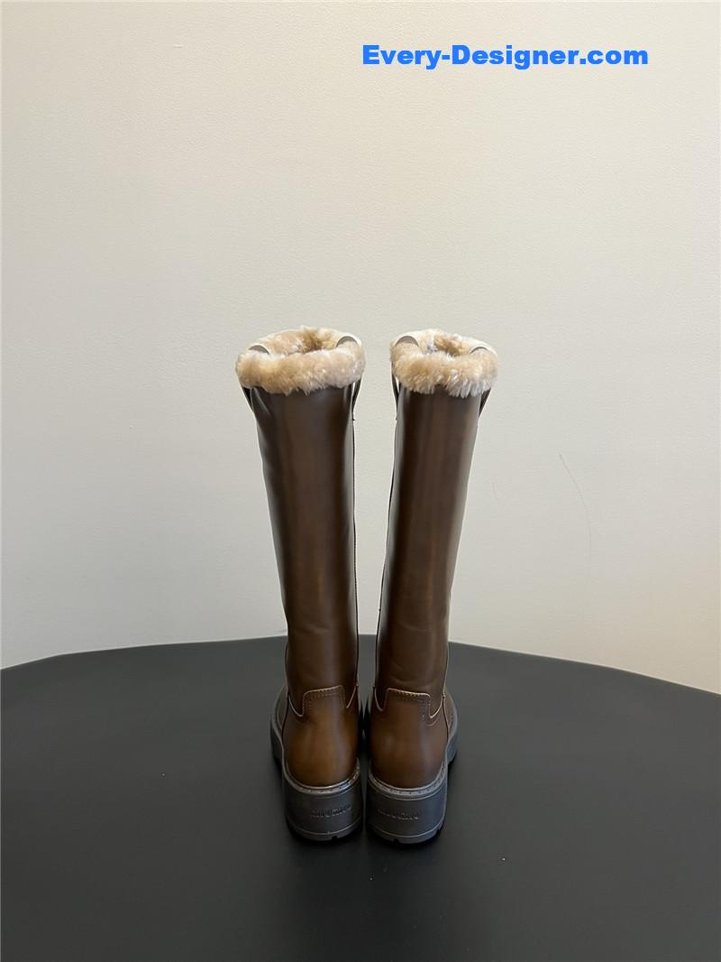 M1um1u thick-soled straight sleeve plus fleece boots