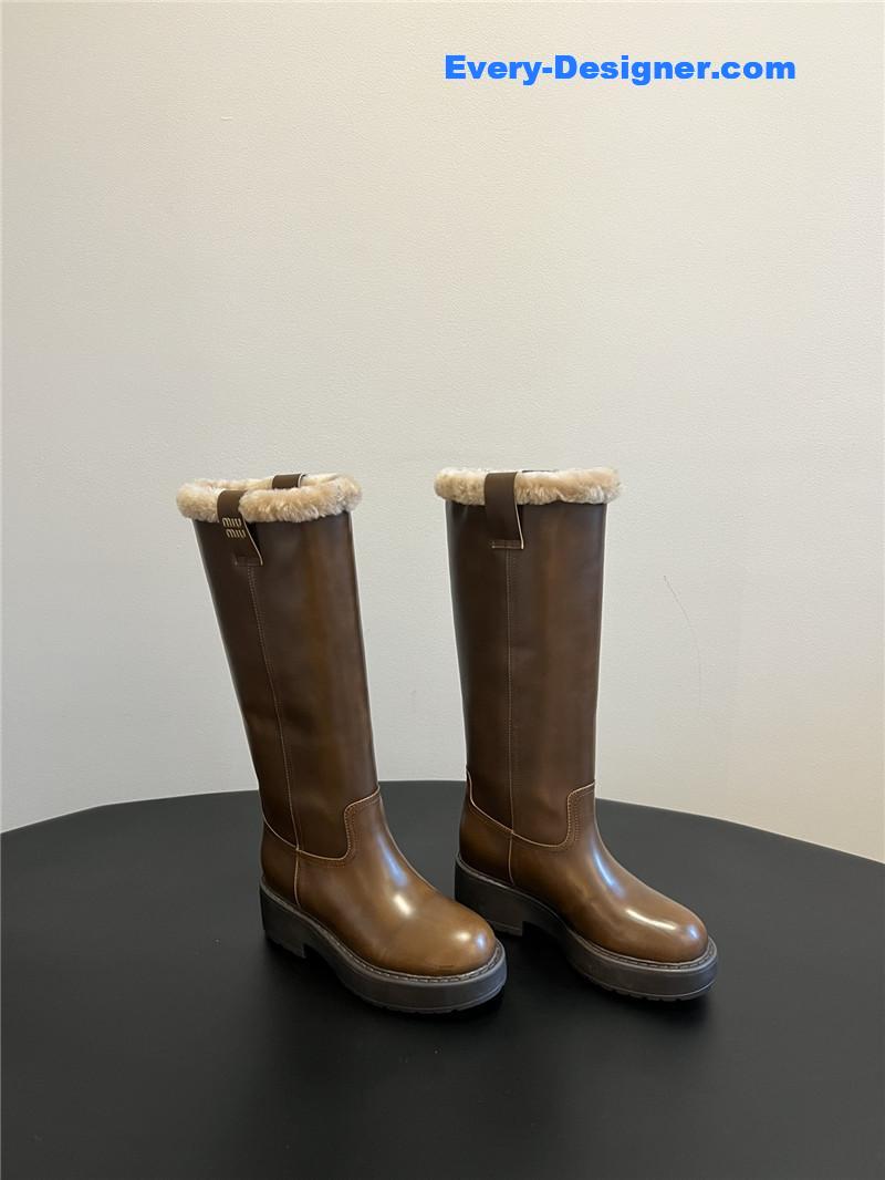 M1um1u thick-soled straight sleeve plus fleece boots
