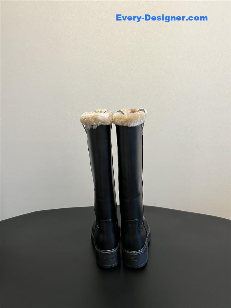 M1um1u thick-soled straight sleeve plus fleece boots