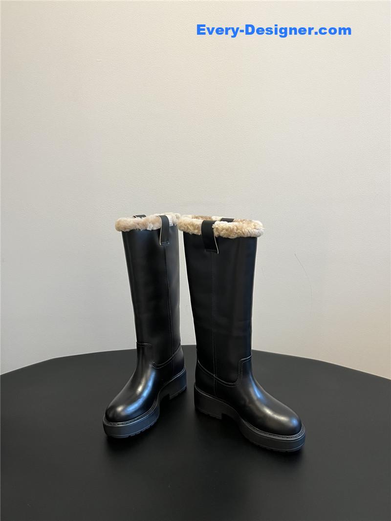 M1um1u thick-soled straight sleeve plus fleece boots