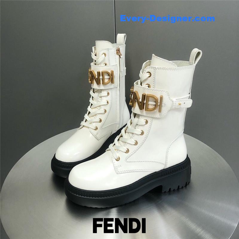 F**di metal logo martin boots short boots