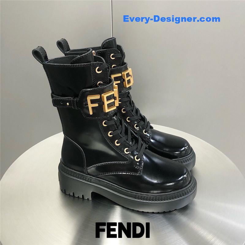 F**di metal logo martin boots short boots