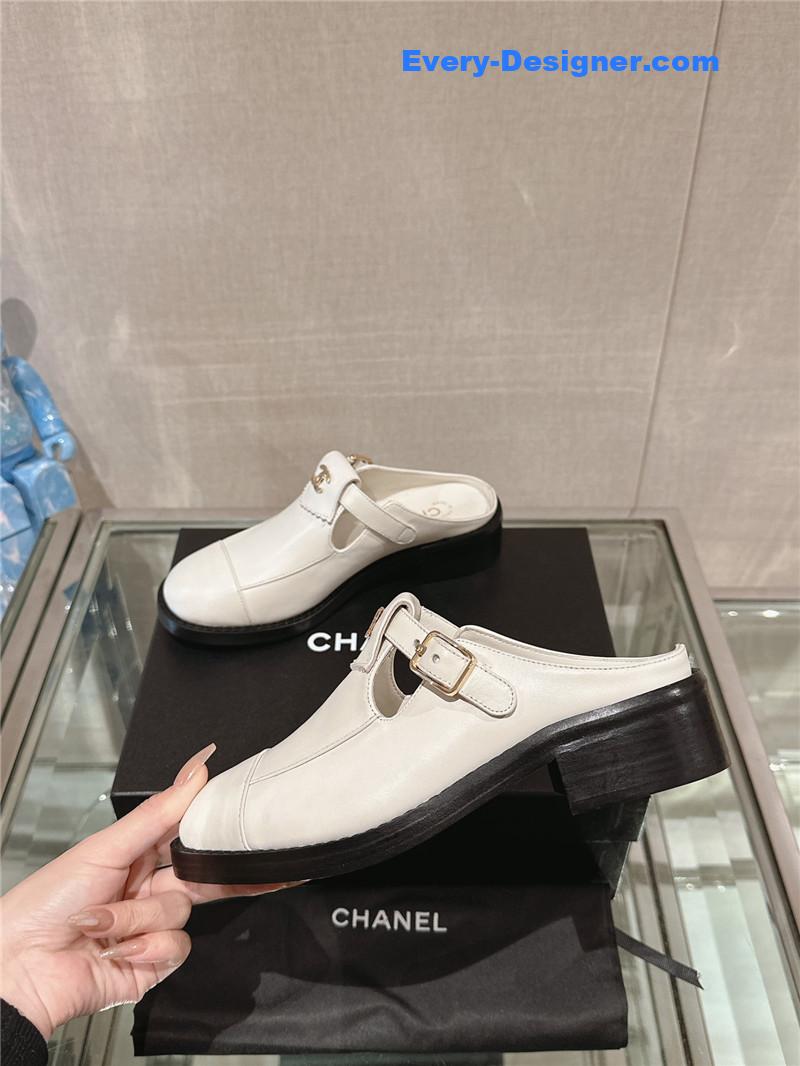 CC half slippers thick heel toe mules