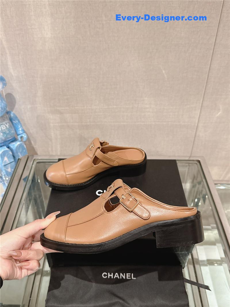 CC half slippers thick heel toe mules