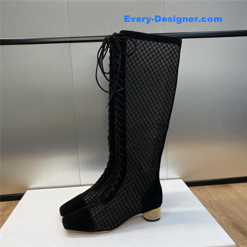 D10r metallic pearl heel knight boots for women