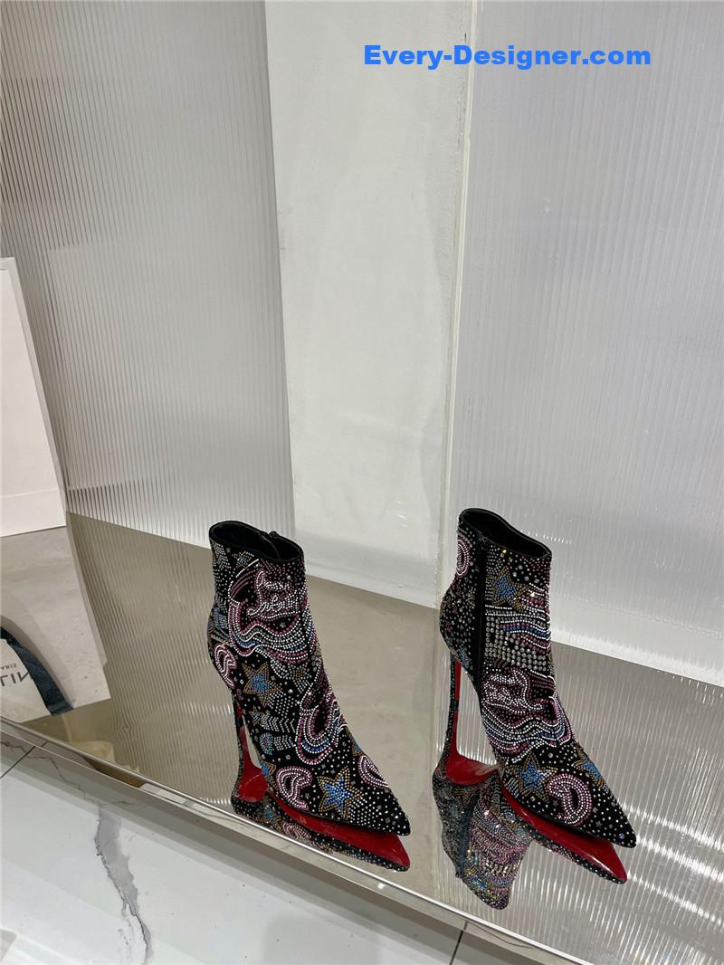 Chr1st1an louboutin high-heeled leather short boots