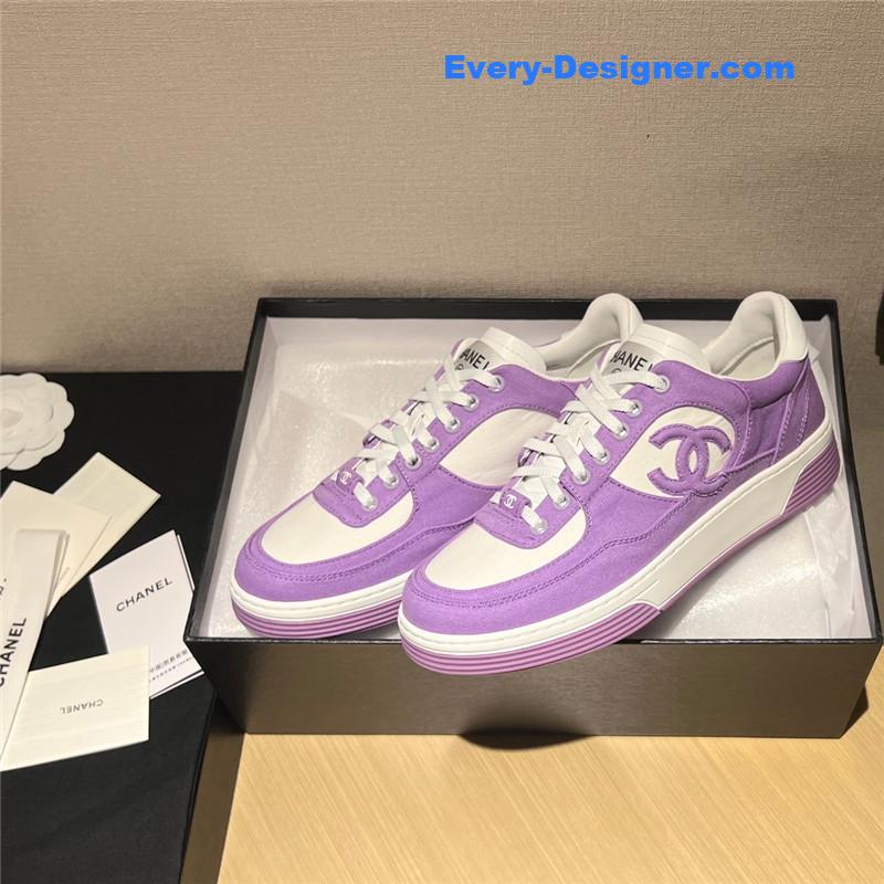 Ch**el coco mark canvas leather sneakers