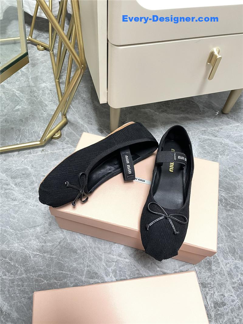 M1um1u women’s bow embellished original fabric ballet flats