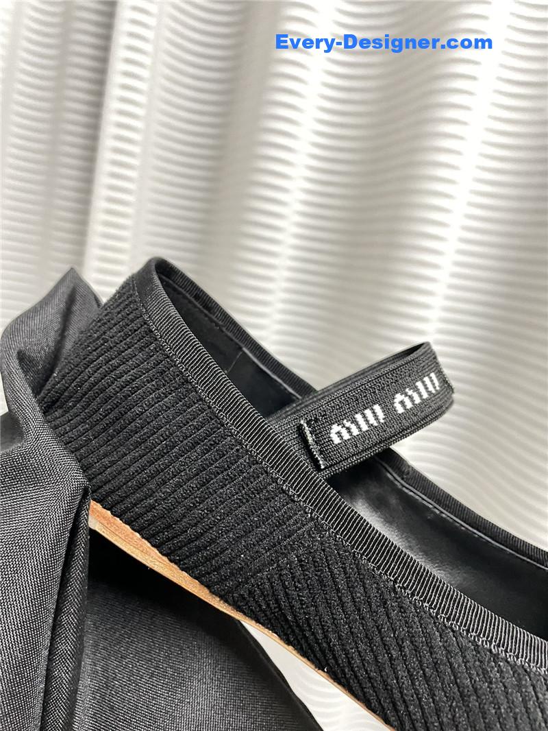 M1um1u women’s bow embellished original fabric ballet flats