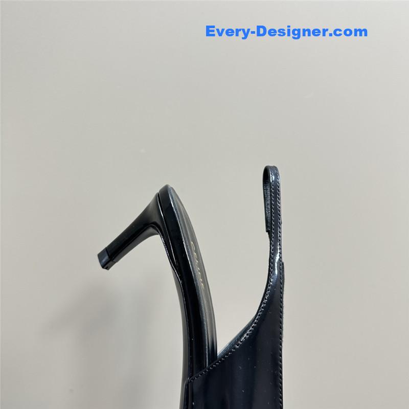 Ce1i*e black silver pointy kitten heel sandals
