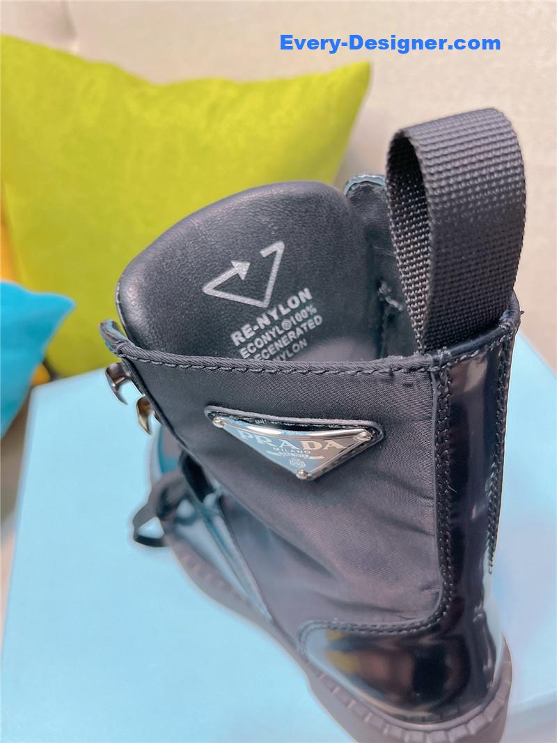 Pra*a triangle logo buckle thick-soled short boots