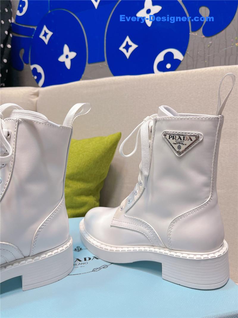 Pra*a triangle logo buckle thick-soled short boots