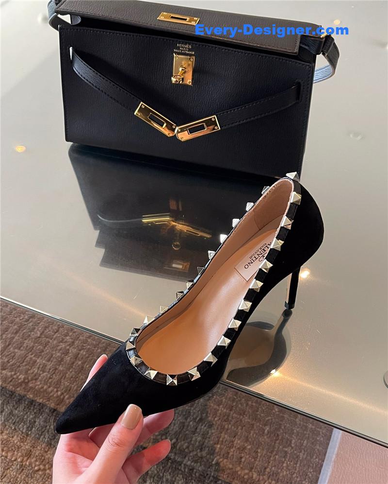 Va1e*ntin0 autumn and winter rivet elegant high heels