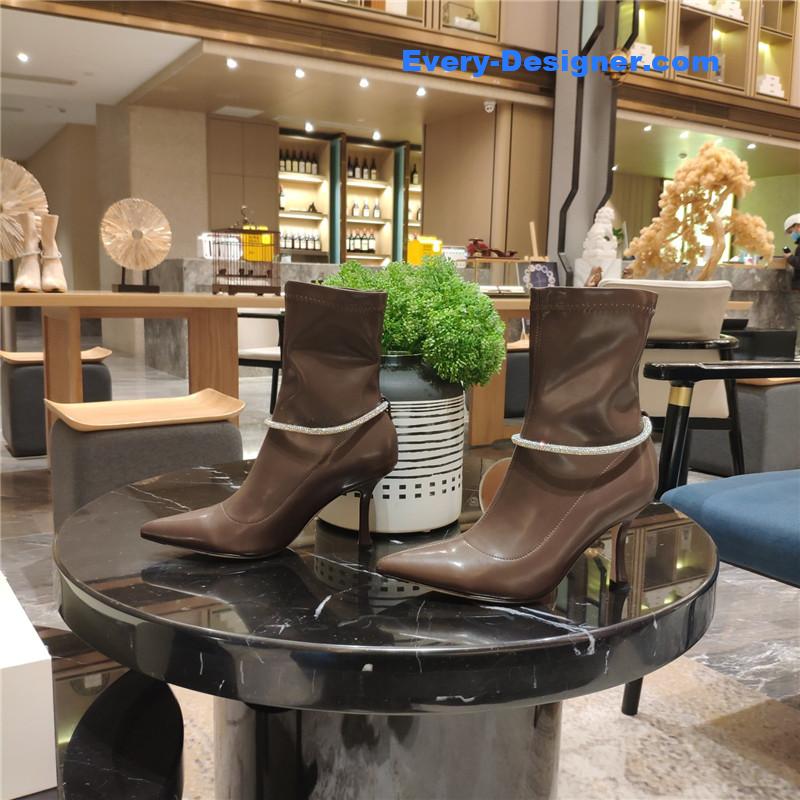 j1m*y ch00 pointed toe S*per shiny chain high heel boots