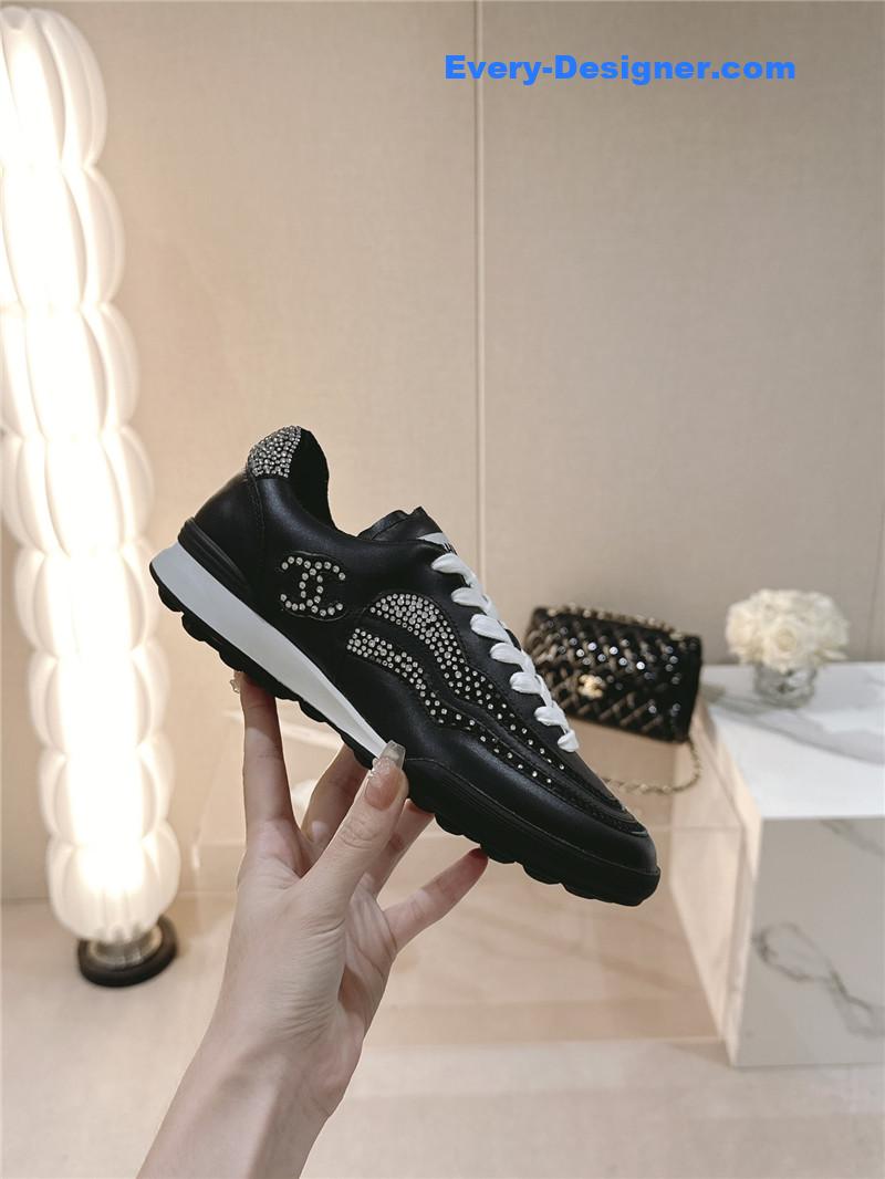Ch**el new double c rhinestone sneakers baseball shoes