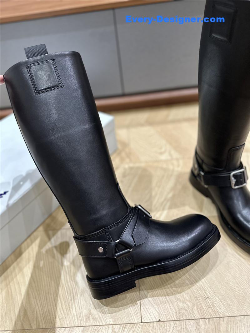 Bv*b*rry saddle leather knee high boots black