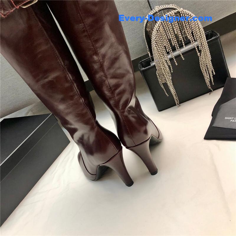 Sa1nt Lau*nt brown over-the-knee boots