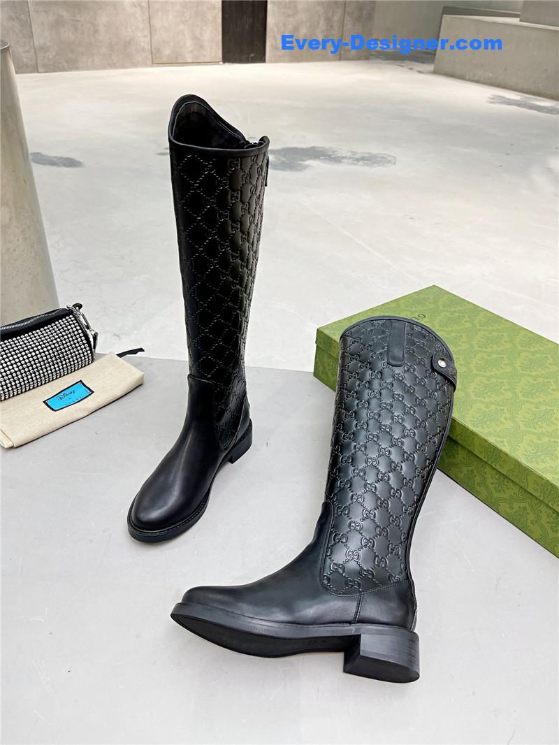 Gvc*1 women’s slim horsebit boot in black gg leather