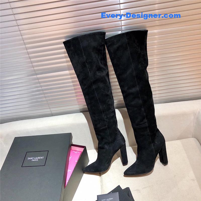 Sa1nt Lau*nt women’s black suede over-the-knee boots