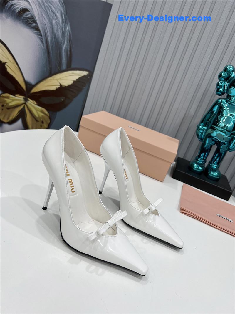 M1um1u new two-color stitching high-heeled sandals