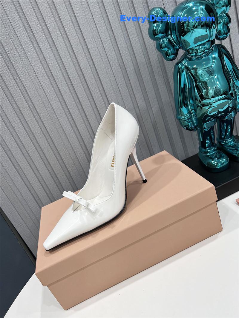 M1um1u new two-color stitching high-heeled sandals