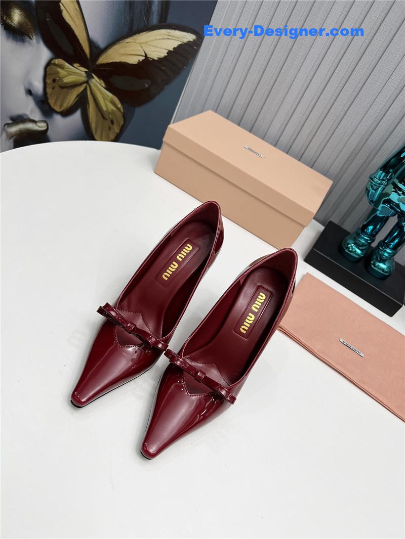 M1um1u new two-color stitching high-heeled sandals