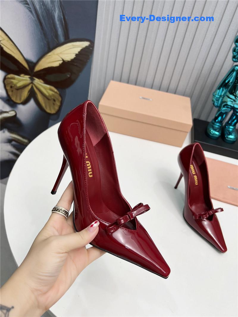 M1um1u new two-color stitching high-heeled sandals