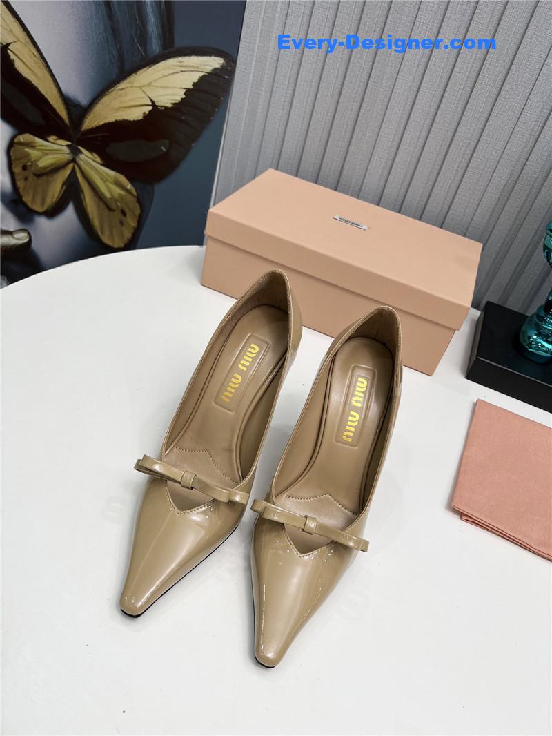 M1um1u new two-color stitching high-heeled sandals