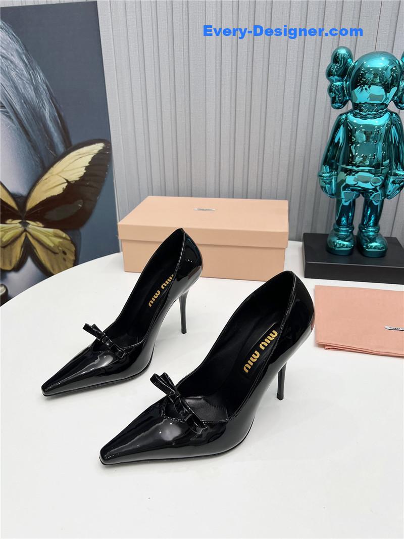 M1um1u new two-color stitching high-heeled sandals