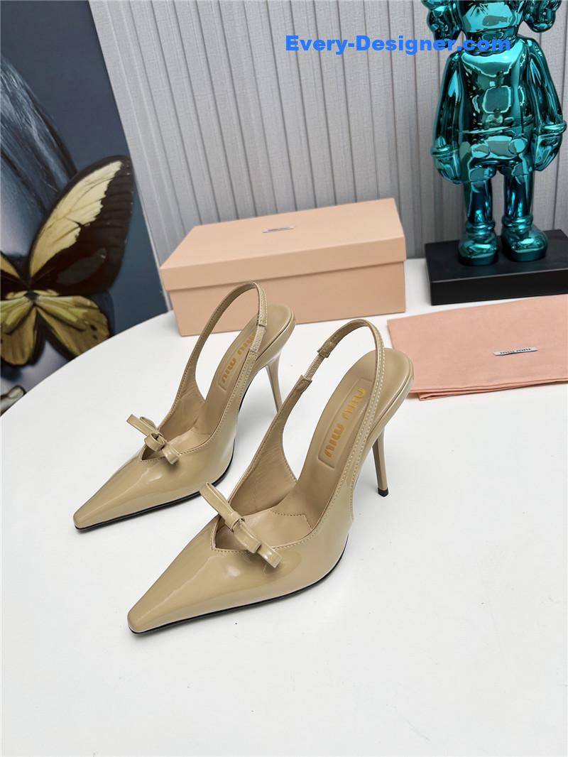 M1um1u new two-color stitching high-heeled sandals
