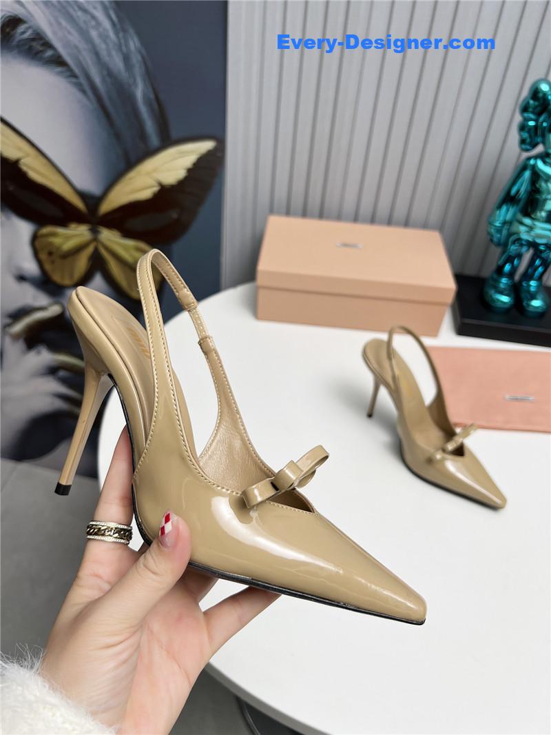 M1um1u new two-color stitching high-heeled sandals