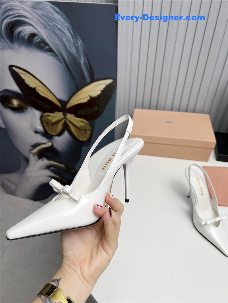 M1um1u new two-color stitching high-heeled sandals