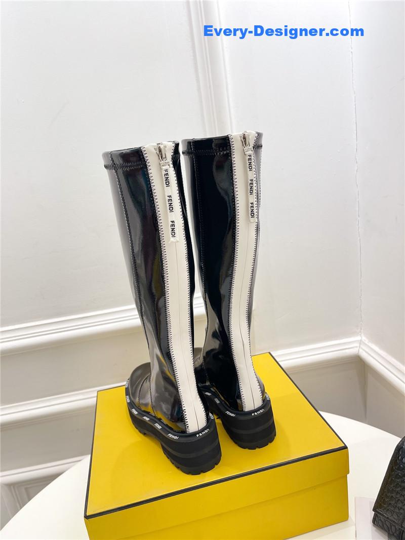 F**di patent leather platform knee-high boots