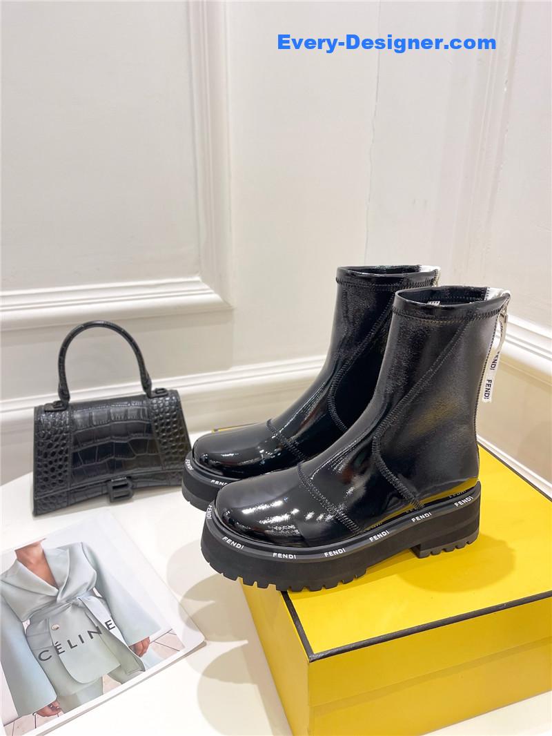 F**di patent leather platform ankle boots