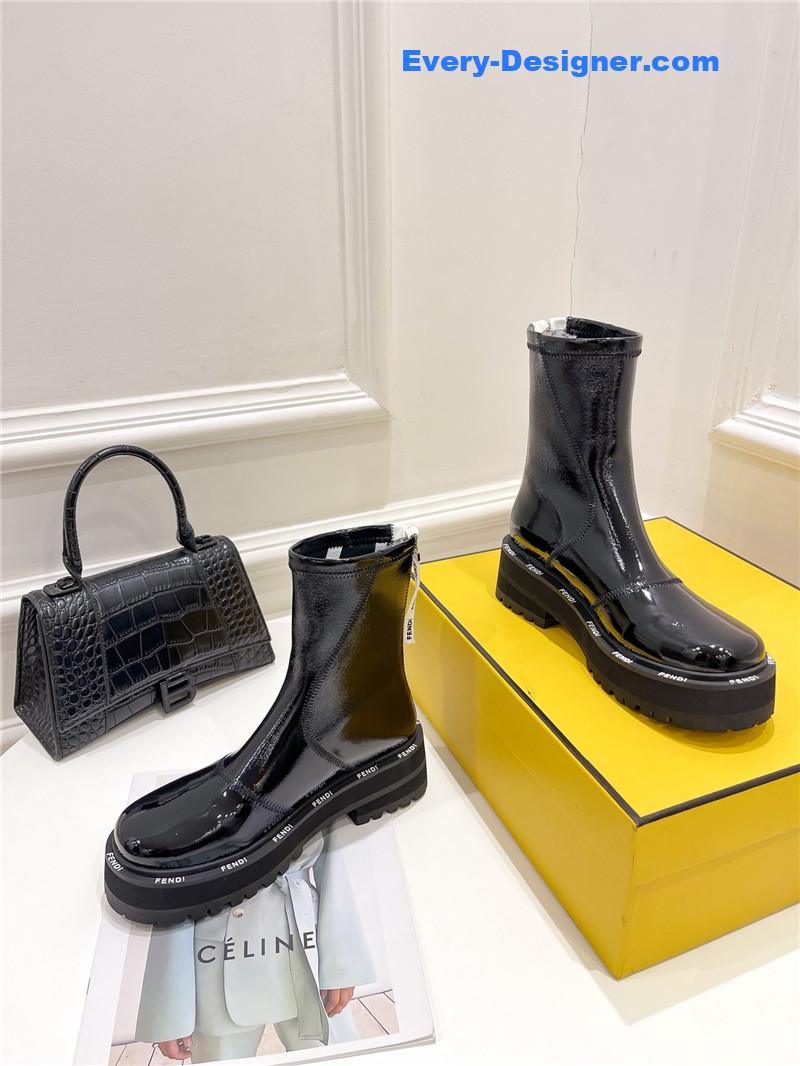 F**di patent leather platform ankle boots