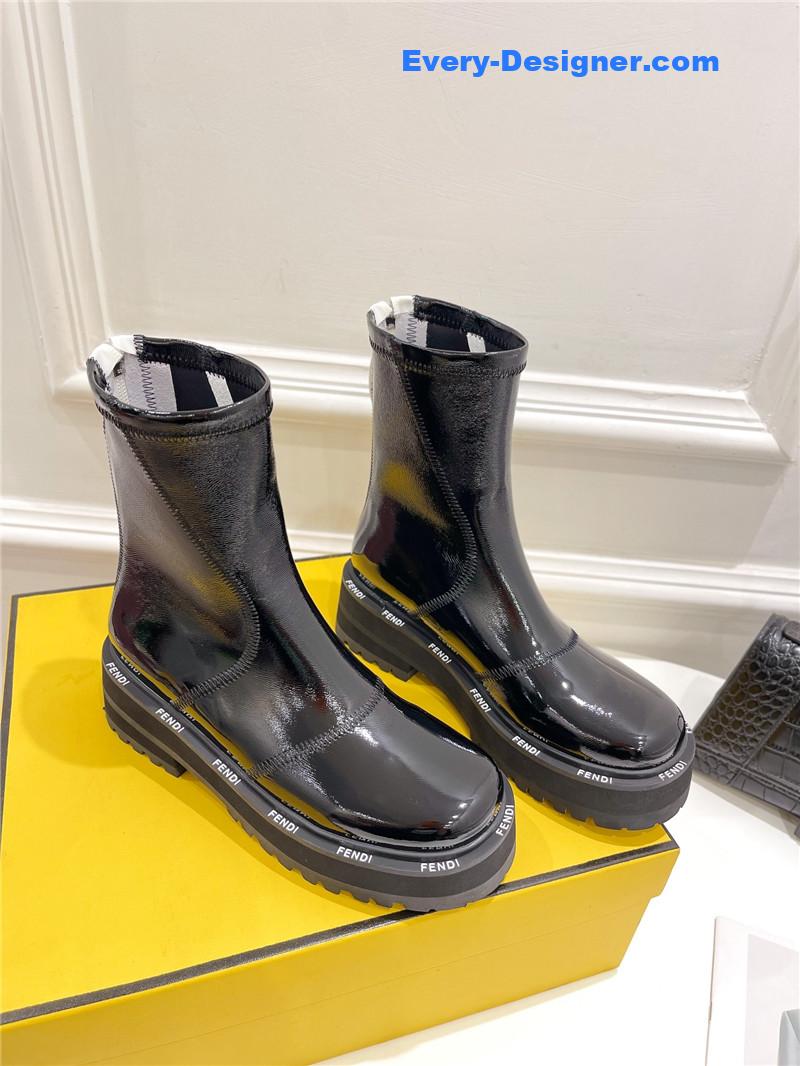 F**di patent leather platform ankle boots
