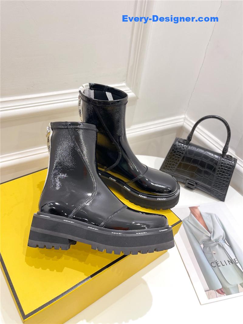 F**di patent leather platform ankle boots