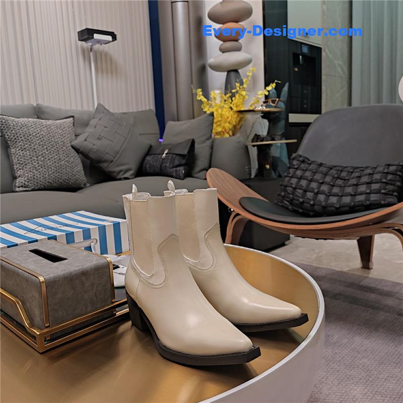 Pra*a beige brushed leather ankle boots