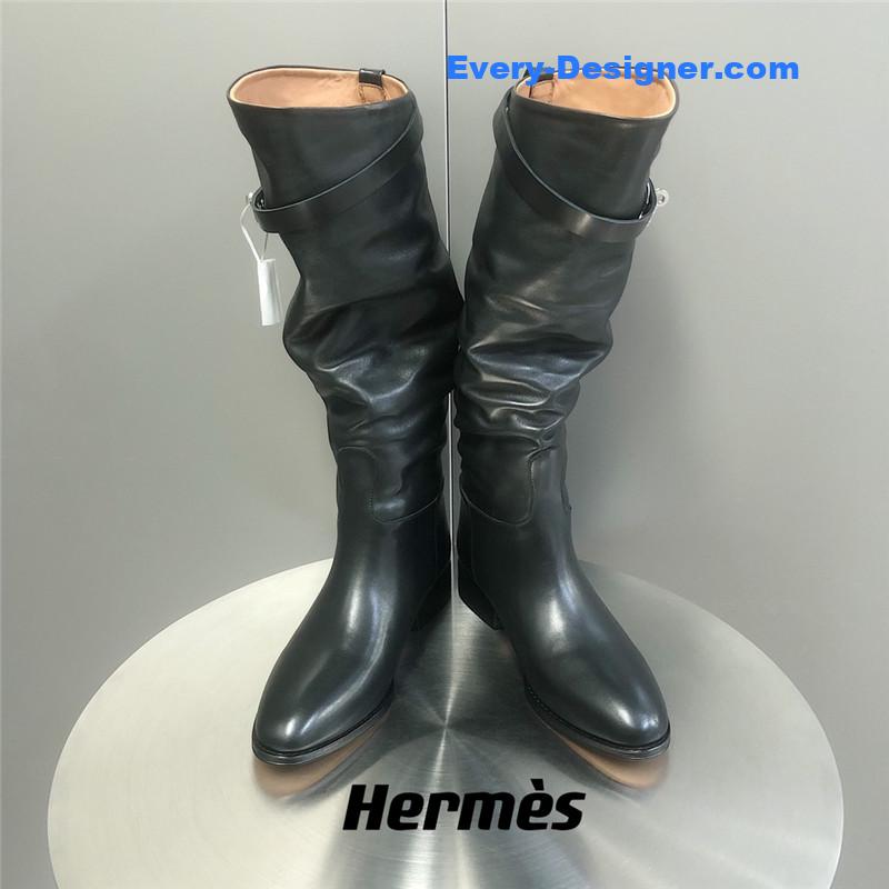 H**me5 black calfskin knee-length boots