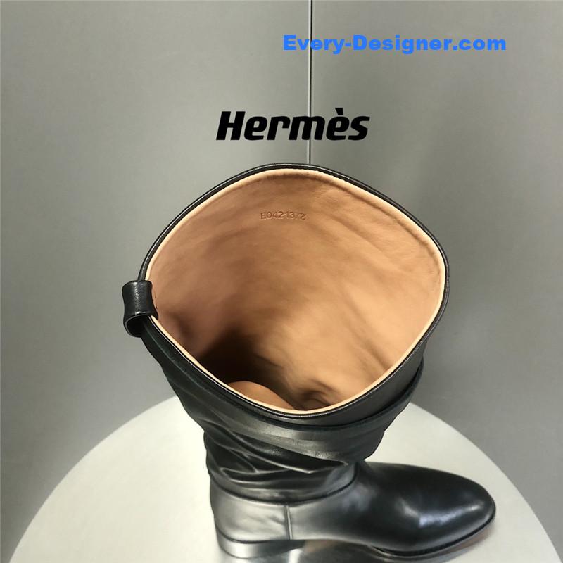 H**me5 black calfskin knee-length boots