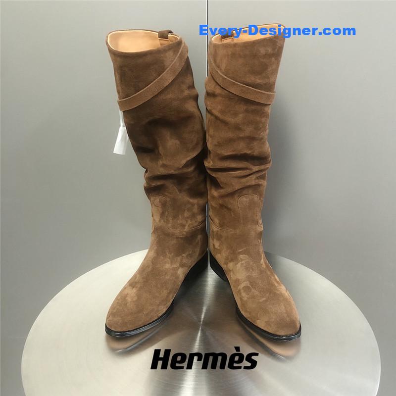 H**me5 brown suede knee-length boots